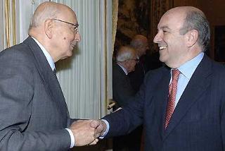 Il Presidente Giorgio Napolitano con Joaquin Almunia, Commissario per gli Affari Economici e Monetari dell'UE