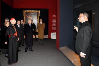 Il Presidente della Repubblica Giorgio Napolitano e il Cardinale Angelo Bagnasco visitano la Mostra &quot;Il Potere e la Grazia. - I Santi Patroni d'Europa&quot;