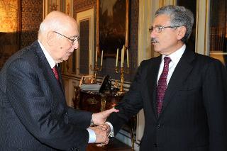Il Presidente Giorgio Napolitano accoglie Massimo D'Alema, Presidente del Comitato Parlamentare per la Sicurezza della Repubblica