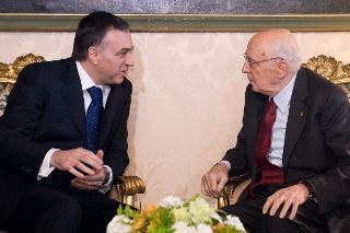 Il Presidente Giorgio Napolitano con il Presidente del Montenegro Filip Vujanovic, nel corso dei colloqui