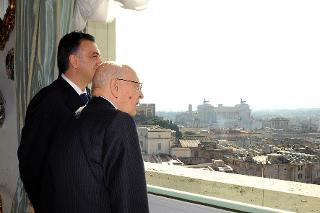 Il Presidente Giorgio Napolitano con il Presidente del Montenegro Signor Filip Vujanovic osservano Roma dall'alto