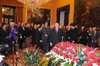 Il Presidente Giorgio Napolitano alla camera ardente allestita in onore del sen. Antonio Giolitti