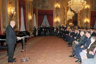 Il Presidente Giorgio Napolitano nel corso del suo intervento alla celebrazione del Giorno del Ricordo