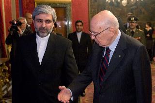 Il Presidente Giorgio Napolitano con S.E. il Signor Seyed Mohammad Ali Hosseini, nuovo Ambasciatore della Repubblica Islamica dell'Iran, in occasione della presentazione delle Lettere Credenziali
