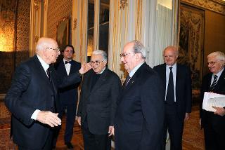 Il Presidente Giorgio Napolitano con Armando Cossutta e Gerardo Agostini