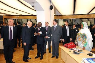 Il Presidente Giorgio Napolitano con il Presidente dell'IFAD, Kanayo F. Nwanze, in occasione della cerimonia di apertura del 33° Consiglio dei Governatori del Fondo Internazionale per lo Sviluppo Agricolo