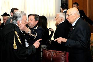 Il Presidente Giorgio Napolitano con Tullio Lazzaro, Presidente della Corte dei conti, in occasione dell'inaugurazione dell'Anno Giudiziario 2010