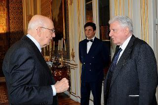 Il Presidente della Repubblica Giorgio Napolitano con il Sen. Sergio Zavoli.