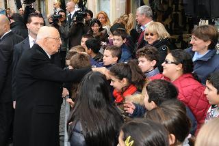 Il Presidente Giorgio Napolitano incontra alcuni studenti delle scuole intitolate a Sandro Pertini nel ventennale della morte del Presidente Emerito