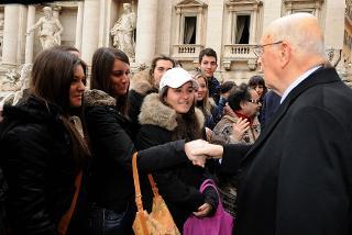 Roma - Il Presidente della Repubblica Giorgio Napolitano incontra alcuni studenti delle scuole intitolate a Sandro Pertini nel ventennale della morte del Presidente Emerito