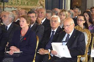 Il Presidente Giorgio Napolitano durante la cerimonia di consegna delle insegne di Cavaliere del Lavoro