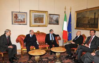 Il Presidente Giorgio Napolitano con i relatori del Convegno per il 100° anniversario della nascita di Mario Pannunzio