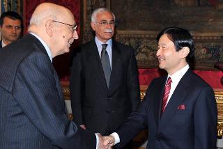 Il Presidente della Repubblica Giorgio Napolitano accoglie Sua Altezza Imperiale il Principe Ereditario del Giappone Naruhito al Quirinale