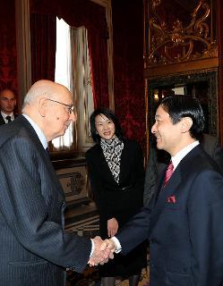 Il Presidente Giorgio Napolitano con Sua Altezza Imperiale il Principe Ereditario del Giappone Naruhito