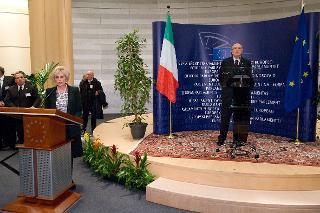 Il Presidente Giorgio Napolitano nel corso dell'incontro con il personale italiano in servizio al Parlamento europeo