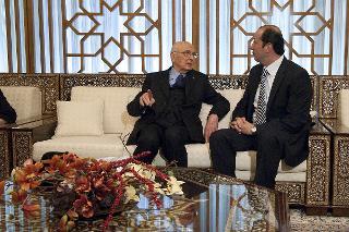 Il Presidente Giorgio Napolitano con il Ministro degli Affari Presidenziali della Repubblica Araba Siriana, Monsour Azzam