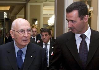 Il Presidente Giorgio Napolitano con il Presidente della Repubblica Araba Siriana Bashar al-Assad