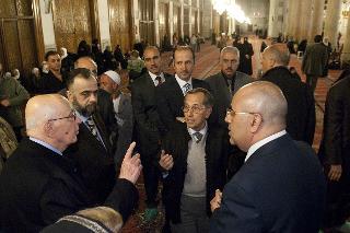 Il Presidente Giorgio Napolitano nel corso della visita alla Moschea Omaiade