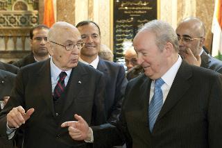 Il Presidente Giorgio Napolitano con il Presidente dell'Assemblea del Popolo Mahmud al-Abrash