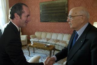 Il Presidente Giorgio Napolitano con il Presidente della Regione Veneto Luca Zaia