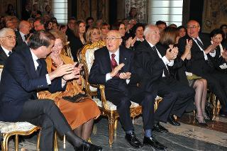 Il Presidente Giorgio Napolitano nel corso del concerto in occasione della Presidenza spagnola dell'Unione Europea, nell'ambito delle iniziative per i 25 anni della Fondazione Romaeuropa