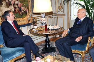 Il Presidente Giorgio Napolitano con Michael Steiner, Ambasciatore della Repubblica Federale di Geramania in Italia, e Incaricato speciale del Governo tedesco per l'Afghanistan ed il Pakistan