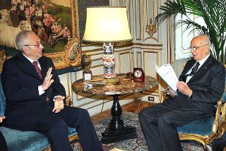 Il Presidente Giorgio Napolitano con Antonio Martone, Presidente della Commissione per la Valutazione, la Trasparenza e l'Integrità delle Amministrazioni Pubbliche