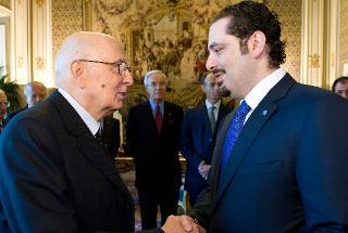 Il Presidente Giorgio Napolitano accoglie Saad Hariri, Primo Ministro della Repubblica Libanese