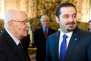 Il Presidente Giorgio Napolitano con Saad Hariri, Primo Ministro della Repubblica Libanese