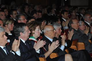 Il Presidente Giorgio Napolitano assiste al &quot;Concerto per i giovani&quot; in occasione del 20° anniversario della scomparsa di Luigi Nono
