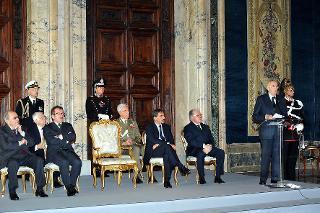 Il Presidente della Repubblica Giorgio Napolitano durante il suo intervento in occasione del 65° anniversario della Liberazione