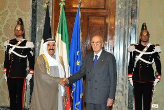 Il Presidente della Repubblica Giorgio Napolitano con Sheikh Sabah Al Ahmad Al-Jaber Al Sabah, Emiro dello Stato del Kuwait, in visita ufficiale in Italia