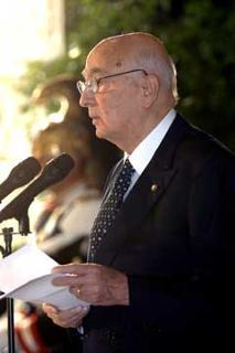 Il Presidente Giorgio Napolitano durante il suo intervento in occasione delle celebrazioni nel Giorno dell'Unità Nazionale e della Festa delle Forze Armate.