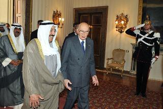 Il Presidente Giorgio Napolitano con Sua Altezza Sheikh Sabah Al Ahmad Al-Jaber Al Sabah, Emiro dello Stato del Kuwait, in visita ufficiale in Italia