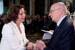 Il Presidente Giorgio Napolitano con Stefania Sandrelli, in occasione della cerimonia di presentazione della 54° edizione dei Premi "David di Donatello"