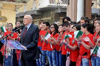 Il Presidente Giorgio Napolitano durante il suo intervento in occasione delle celebrazioni del 150° anniversario dello &quot;Sbarco dei Mille&quot;