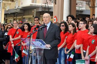 Il Presidente Giorgio Napolitano durante il suo intervento in occasione del 150° anniversario dello &quot;Sbarco dei Mille&quot;