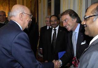 Il Presidente Giorgio Napolitano con il Presidente di Confindustria Luca Cordero di Montezemolo, in occasione dell'incontro con Kamal Nath, Ministro del Commercio dell'India.