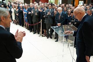 Il Presidente Giorgio Napolitano al termine dell'incontro con i rappresentanti della collettività italiana, esponenti italiani del mondo accademico, scientifico e culturale e dirigenti di imprese italiane negli Stati Uniti