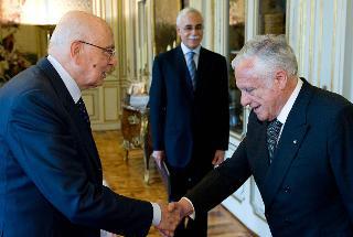 Il Presidente Giorgio Napolitano accoglie Paolo Salvatore, Presidente del Consiglio di Stato, in visita di congedo