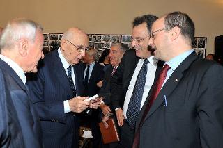 Il Presidente Giorgio Napolitano nel corso della presentazione del Carteggio Croce Laterza con Gianni Letta, Alessandro e Giuseppe Laterza