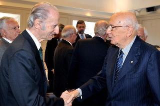 Il Presidente Giorgio Napolitano con Giovanni Conso in occasione della commemorazione del Presidente Emerito della Corte costituzionale Giuliano Vassalli
