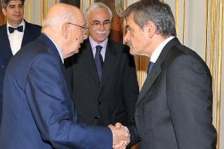 Il Presidente Giorgio Napolitano con Sergio Chiamparino, Sindaco di Torino e Presidente dell'Associazione Nazionale Comuni Italiani, in occasione dell'incontro con una delegazione dell'ANCI