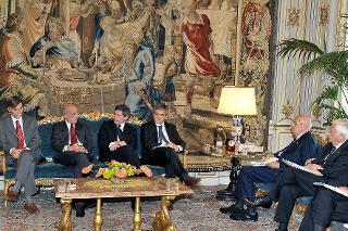 Il Presidente Giorgio Napolitano nel corso dell'incontro con una delegazione dell'Associazione Nazionale Comuni Italiani