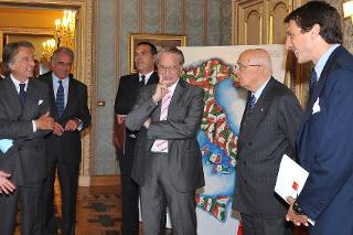 Il Presidente Giorgio Napolitano in occasione della presentazione del progetto &quot;Sessantuna&quot; realizzato per celebrare il 150° anniversario dell'Unità d'Italia