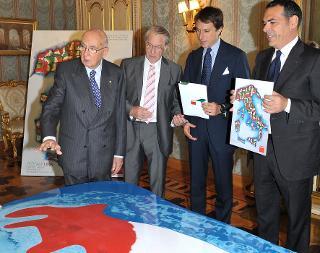 Il Presidente Giorgio Napolitano durante la presentazione del progetto &quot;Sessantuna&quot; realizzato per il 150° anniversario dell'Unità d'Italia