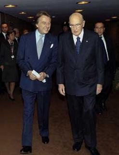 Il Presidente Giorgio Napolitano con il Presidente di Confindustria Luca Cordero di Montezemolo, in occasione dell'apertura del FAI
