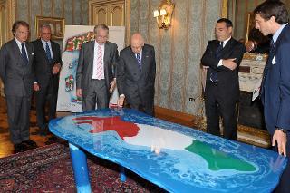 Il Presidente Giorgio Napolitano durante la presentazione del progetto &quot;Sessantuna&quot; realizzato per il 150° anniversario dell'Unità d'Italia