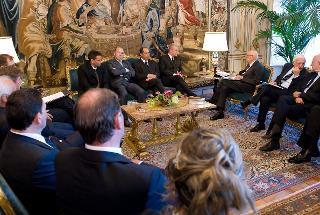 Il Presidente Giorgio Napolitano con Enrcio Borghi, Presidente UNCEM, i vice Presidenti e i componenti della Giunta Unione nazionale comuni comunità enti montani