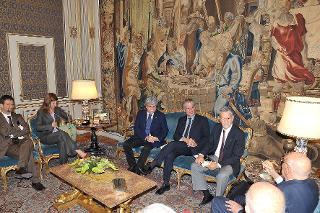 Il Presidente Giorgio Napolitano durante l'incontro con una delegazione di Legambiente in occasione del 30° anniversario di fondazione dell'Associazione